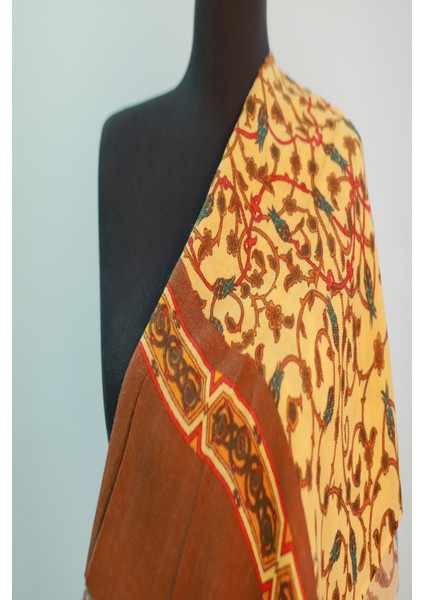 Orange Bordo Ipek - Keten Eşarp Şal