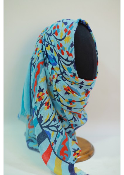 Mavi Lacivert Ipek - Keten Eşarp Şal indirimleri