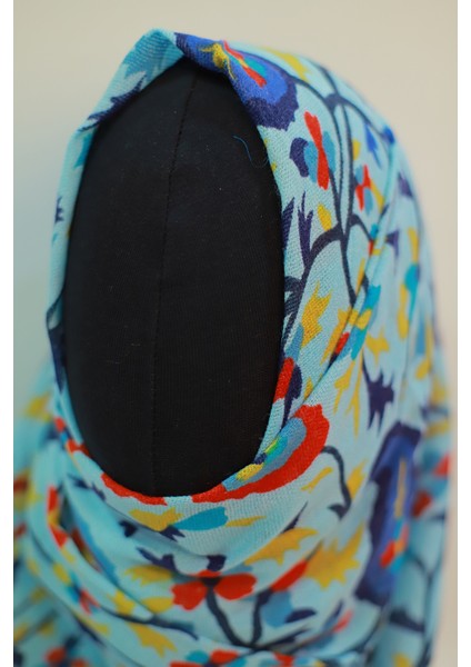 Mavi Lacivert Ipek - Keten Eşarp Şal