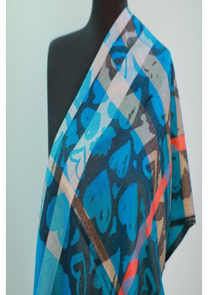 Antrasit Turkuaz Pashmina Şal