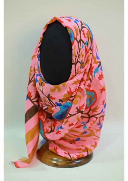 Pembe Bal Köpüğü Ipek - Keten Eşarp Şal fırsatları