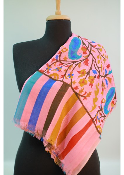 Pembe Bal Köpüğü Ipek - Keten Eşarp Şal indirimleri