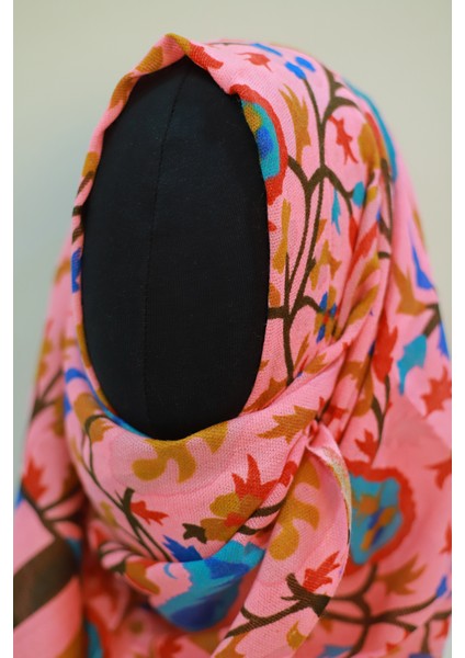 Pembe Bal Köpüğü Ipek - Keten Eşarp Şal