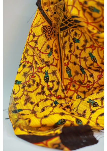 Orange Kahve Ipek - Keten Eşarp Şal