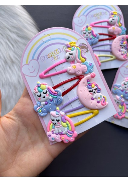 Nisan Kids Unicornlu Çıtçıtlı Toka Seti 4 Adet