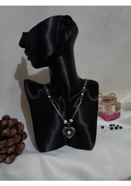 Blacksilver Kalp Perisi Inci Kolye