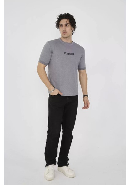 Bisiklet Yaka Slim Fit T-Shirt- Gri indirimleri