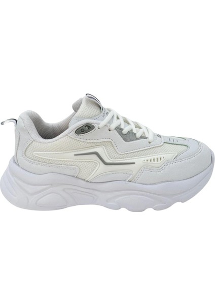 Kadın Bej Ortopedik Taban Fileli Sneaker Günlük Spor Ayakkabı 026
