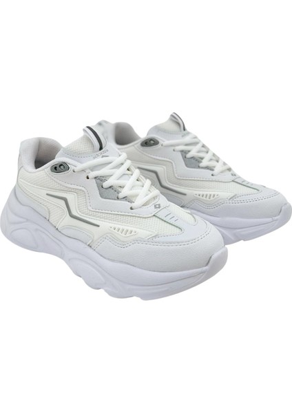 Kadın Bej Ortopedik Taban Fileli Sneaker Günlük Spor Ayakkabı 026