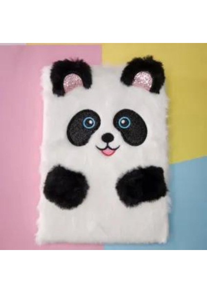 Peluş Çizgili Sevimli Panda Tasarımlı Defter