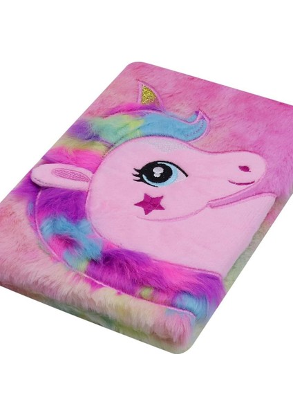 Unicorn Tasarımlı Peluş Çizgili Defter