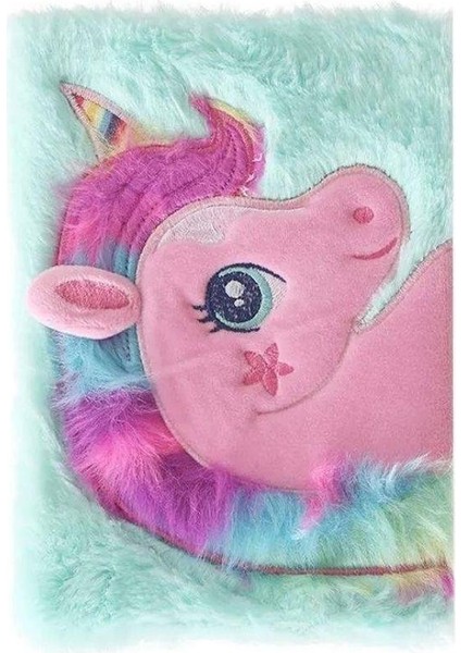 Unicorn Tasarımlı Peluş Çizgili Defter