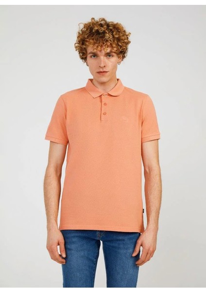 Polo Yaka Düz Somon Erkek T-Shirt Father Basıc Polo