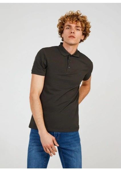 Polo Yaka Düz Antrasit Erkek T-Shirt Father Basıc Polo modelleri