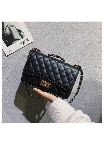 Elmas Zincir Çanta Küçük Kokulu Stil Tek Omuz Crossbody Çanta Kadın Çantası Çok Yönlü Küçük Kare Çanta (Yurt Dışından)