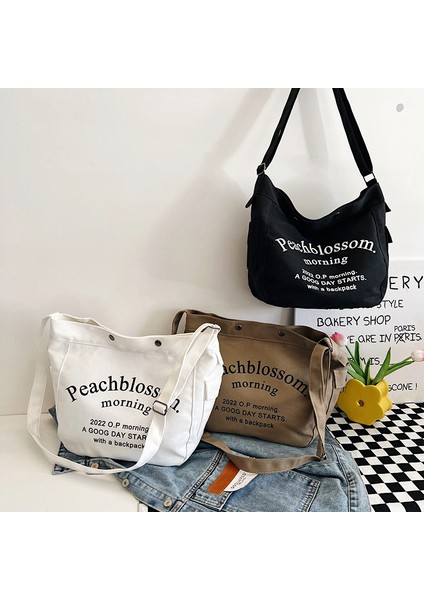 Alfabe Kanvas Çanta Kadın Yeni Moda Moda Vahşi Toto Çanta Öğrenci Sınıfı Büyük Kapasiteli Çapraz Çanta (Yurt Dışından) fiyatları