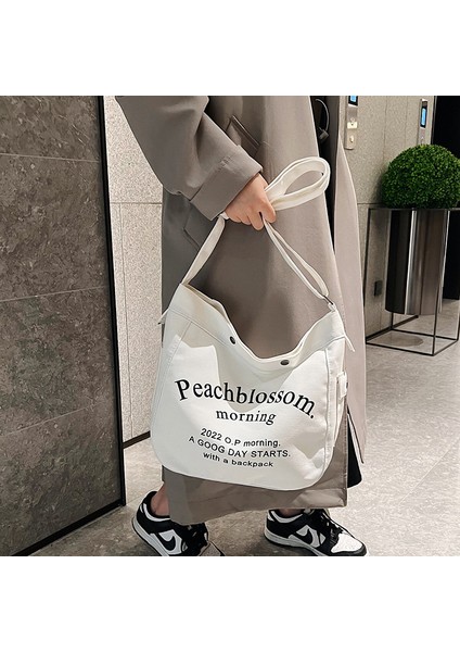 Alfabe Kanvas Çanta Kadın Yeni Moda Moda Vahşi Toto Çanta Öğrenci Sınıfı Büyük Kapasiteli Çapraz Çanta (Yurt Dışından) modelleri