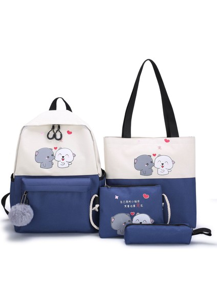 Okul Çantası Ilköğretim Okulu Dört Parça Seti 2022 Yeni Kampüs Sırt Çantası Hafif Sınıf Ders Çantası Kalem Çantası (Yurt Dışından)