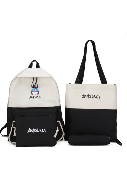 Öğrenci Dört Parçalı Okul Çantası Tuval Baskı (Yurt Dışından)