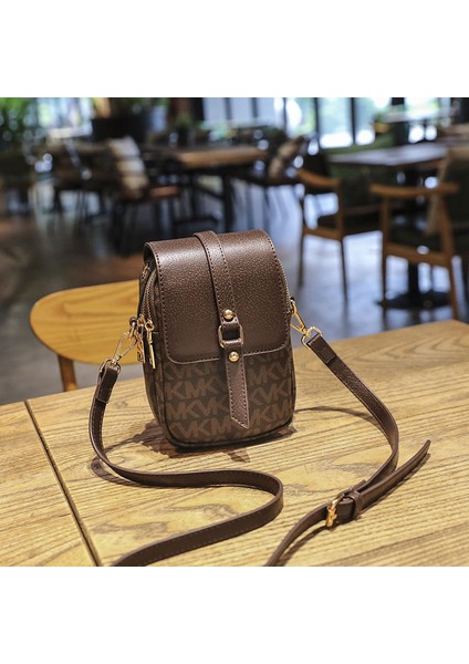 Moda Mini Cep Telefonu Çantası Dikey Çok Katmanlı Crossbody Baskılı Kadın Çantası Omuz (Yurt Dışından)