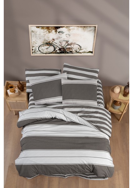 Home Tekstil Ranforce Light Madras Brown  Nevresim Takımı