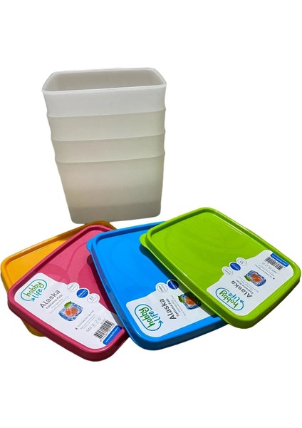 4 Adet 1,1 Lt Alaska No Frost Saklama Kabı, Derin Dondurucu Kabı