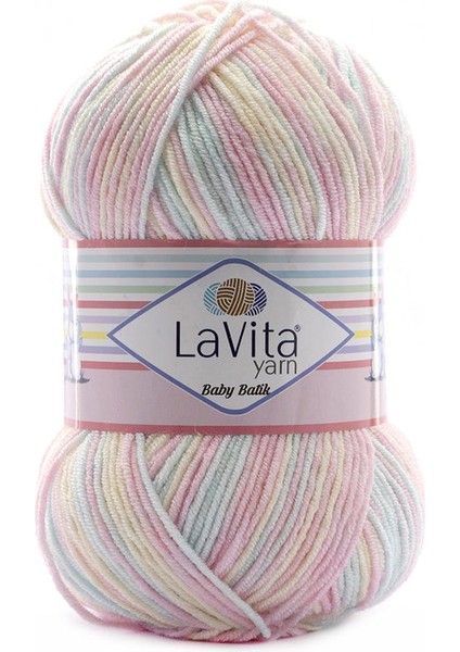 Baby Batik BY07 Pembe Mavi El Örgü Ipi 100 Gr.