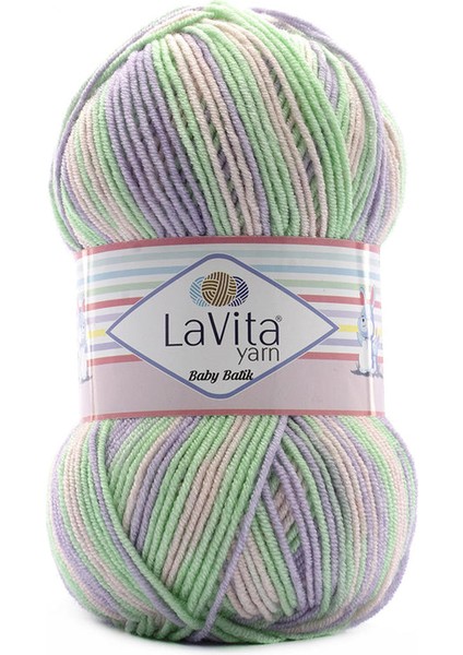 Baby Batik BY08 Mor Yeşil El Örgü Ipi 100 Gr.