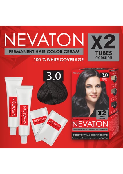 2 X 2'Li Set 3.0 Koyu Kahve Kalıcı Krem Saç Boyası Seti (4 Boya + 4 Oksidan) fiyatları