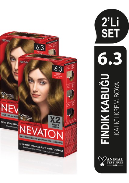 2 X 2'Li Set 6.3 Fındık Kabuğu Kalıcı Krem Saç Boyası Seti (4 Boya + 4 Oksidan)