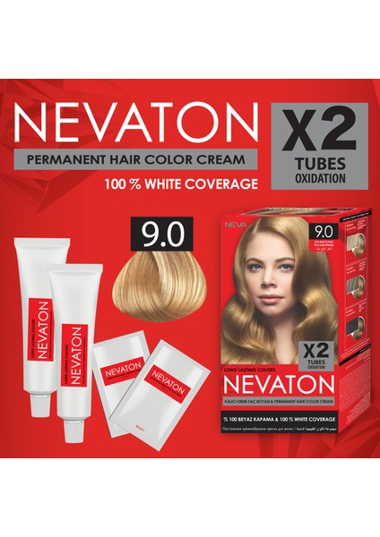 2 X 2'Li Set 9.0 Çok Açık Kumral Kalıcı Krem Saç Boyası Seti (4 Boya + 4 Oksidan) fiyatları