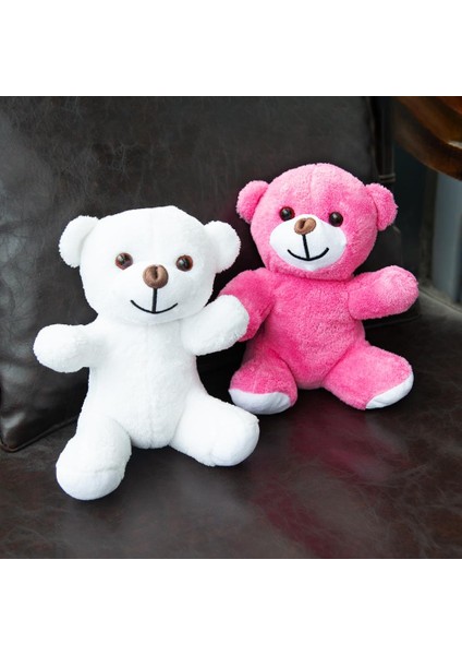 2'li Peluş Beyaz ve Pembe Ayıcık - 20 cm