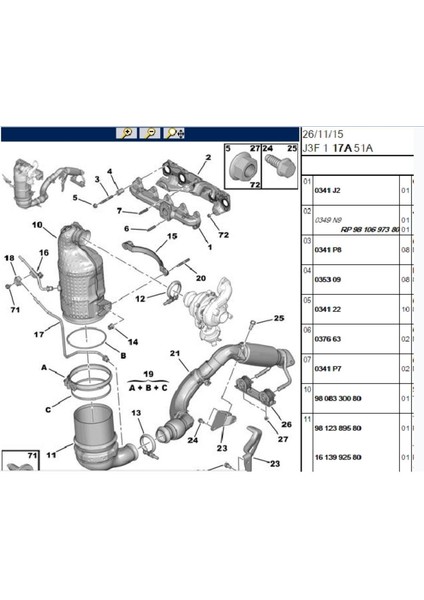 Egzoz Manifold Contası 307 308 407 508 607 807 Expert C4 C5 C8 Jumpy Scudo DW10 (0349J2)