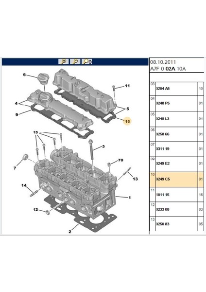 Üst Kapak Conta 1,4 16V 1007 206 207 307 C2 C3 C4 (0249.C5-RYLH2422045)