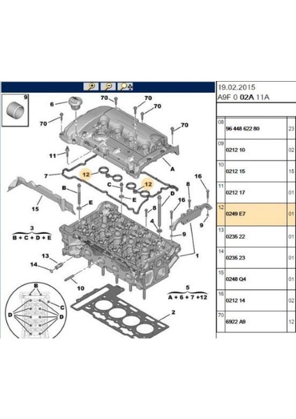 Üst Kapak Contası 207 208 308 3008 5008 Rcz C3 C4 Picasso C5 Ep6 (0249.E7)