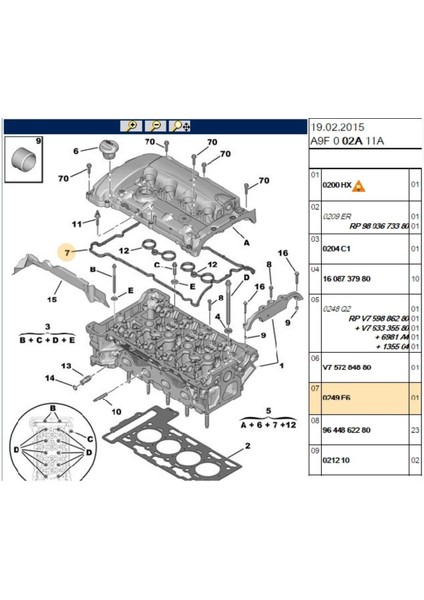 Üst Kapak Contası 207 208 308 3008 508 5008 Rcz C3 C4 Picasso (0249.E6)