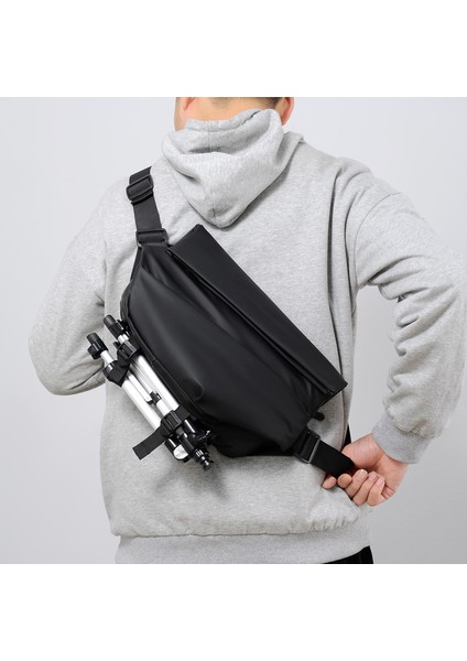 Trendy Marka Erkek Motosiklet Askılı Çanta Çok Fonksiyonlu Göğüs Çantası (Yurt Dışından)