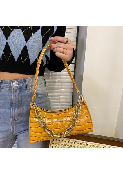 Basit Koltuk Altı Çantası Moda Retro Timsah Desenli Çanta (Yurt Dışından) fiyatları