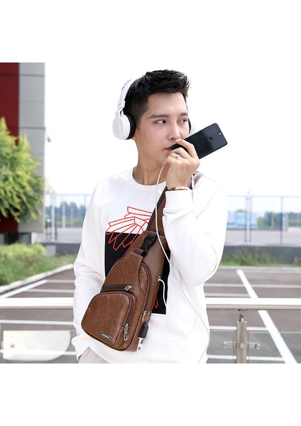 Taşınabilir Şarj Rahat Çapraz Vücut Çantası Açık Spor Pu Göğüs Çantası (Yurt Dışından) fırsatları