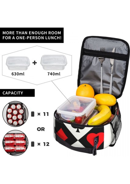 No.6 Stili 21X11X26CM Poker Dört Takım Elbise Taşınabilir Öğle Yemeği Kutuları Sızdırmaz Kart Oyunu Oyuncular Termal Soğutucu Gıda Yalıtımlı Öğle Yemeği Çantası Okul Öğrencisi (Yurt Dışından)
