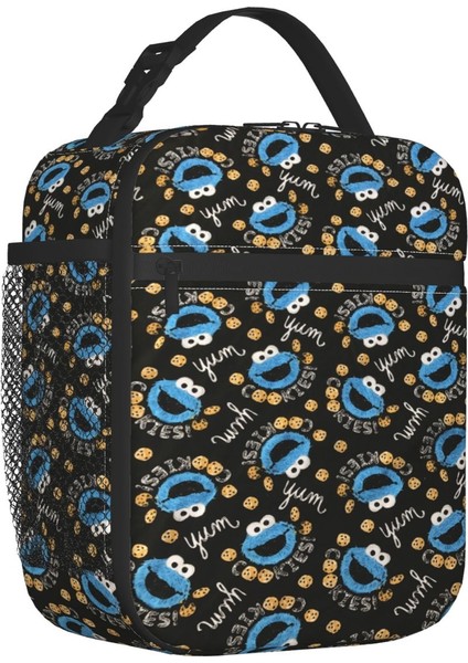 No.6 Stili 21X11X26CM Mavi Susam Sokağı Yalıtımlı Öğle Yemeği Çantaları Okul Ofis Için Komik Karikatür Kurabiye Canavarı Yeniden Kullanılabilir Termal Soğutucu Bento Kutusu Kadın (Yurt Dışından) fiyatları