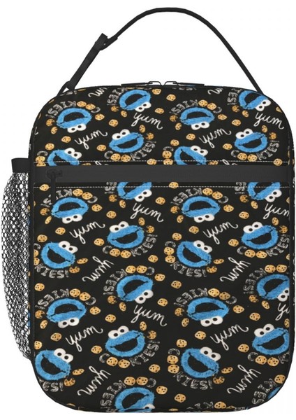 No.6 Stili 21X11X26CM Mavi Susam Sokağı Yalıtımlı Öğle Yemeği Çantaları Okul Ofis Için Komik Karikatür Kurabiye Canavarı Yeniden Kullanılabilir Termal Soğutucu Bento Kutusu Kadın (Yurt Dışından) modelleri