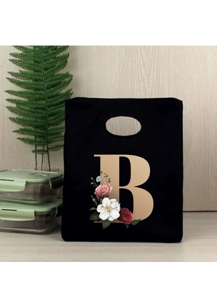 Q00639-TBBK-C Stili 26 Ilk Harf Baskı Fonksiyonel Desen Soğutucu Öğle Yemeği Çantası Taşınabilir Yalıtımlı Bento Kutusu Tote Termal Gıda Saklama Kesesi (Yurt Dışından) indirimleri