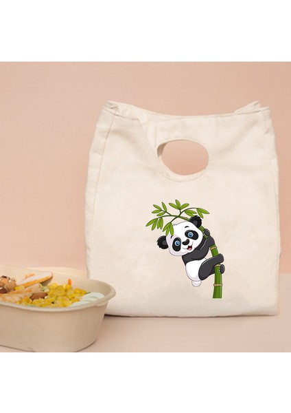 Q00718-TBBG-C Tarzı Komik Panda Bambu Baskı Eko Öğle Yemeği Çantaları Taşınabilir Büyük Kapasiteli Çantalar Harajuku Tuval Rahat Açık Termal Çanta (Yurt Dışından) fırsatları