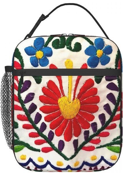 No.10 Stili 26X21X11CM Meksika Çiçekleri 3D Baskı Nakış Desen Taşınabilir Öğle Yemeği Kutuları Su Geçirmez Termal Soğutucu Gıda Yalıtımlı Öğle Yemeği Çantası Ofis Çalışması (Yurt Dışından) modelleri