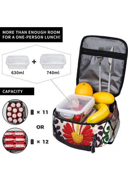 No.10 Stili 26X21X11CM Meksika Çiçekleri 3D Baskı Nakış Desen Taşınabilir Öğle Yemeği Kutuları Su Geçirmez Termal Soğutucu Gıda Yalıtımlı Öğle Yemeği Çantası Ofis Çalışması (Yurt Dışından) fırsatları
