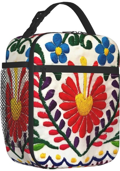 No.4 Stili 26X21X11CM Meksika Çiçekleri 3D Baskı Nakış Desen Taşınabilir Öğle Yemeği Kutuları Su Geçirmez Termal Soğutucu Gıda Yalıtımlı Öğle Yemeği Çantası Ofis Çalışması (Yurt Dışından) fiyatları