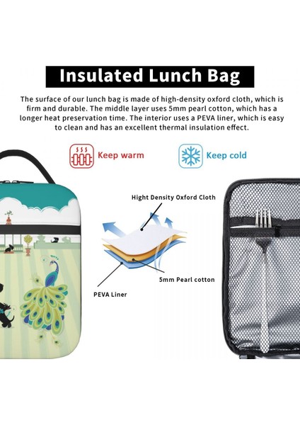 No.1 Stili 21X11X26CM Scotties ve Tavus Kuşu Yeniden Kullanılabilir Öğle Yemeği Kutusu Sızdırmaz Iskoç Terrier Köpek Termal Soğutucu Gıda Yalıtımlı Öğle Yemeği Çantası Ofis Çalışması (Yurt Dışından) fırsatları