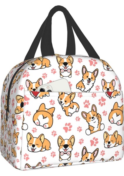 No.17 Tarzı 22X20X10CM Sevimli Corgis Yalıtımlı Öğle Yemeği Çantaları Okul Iş Gıda Sızdırmaz Soğutucu Termal Corgi Köpek Paw Yemek Kabı Kadınlar Çocuklar Için (Yurt Dışından)