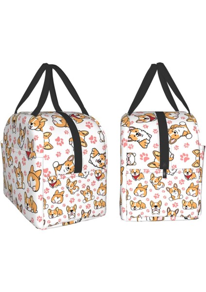 No.17 Tarzı 22X20X10CM Sevimli Corgis Yalıtımlı Öğle Yemeği Çantaları Okul Iş Gıda Sızdırmaz Soğutucu Termal Corgi Köpek Paw Yemek Kabı Kadınlar Çocuklar Için (Yurt Dışından)